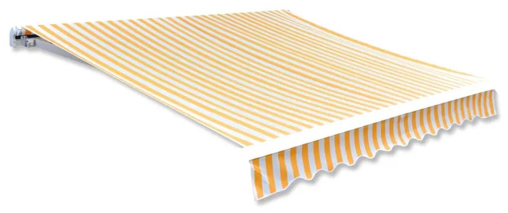 vidaXL Tieniaca plachta na markízu, plátená, oranžovo biela 450x300 cm