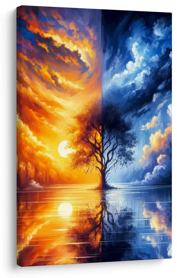 Obraz strom života medzi dňom a nocou