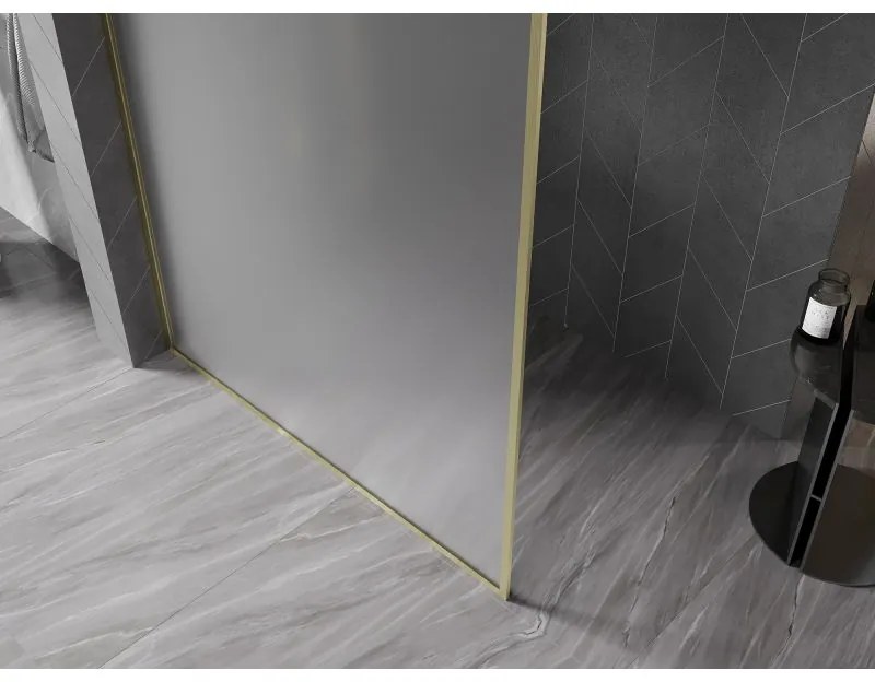 Mexen Kioto-F, sprchová zástena s rámom 90 x 202 cm, 8 mm sklo námraza, zlatý matný profil, 800-090-104-55-30