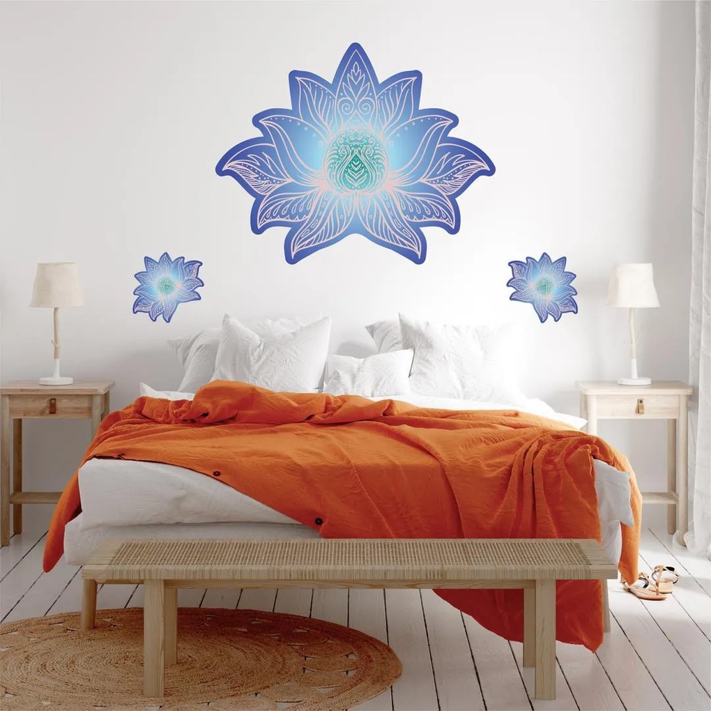 Samolepky na stenu - Lotosová mandala modrá