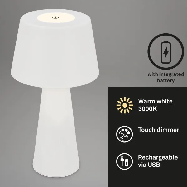 Brilo - LED Stmievateľná nabíjacia vonkajšia stolná lampa LED/3,5W/5V IP44 biela