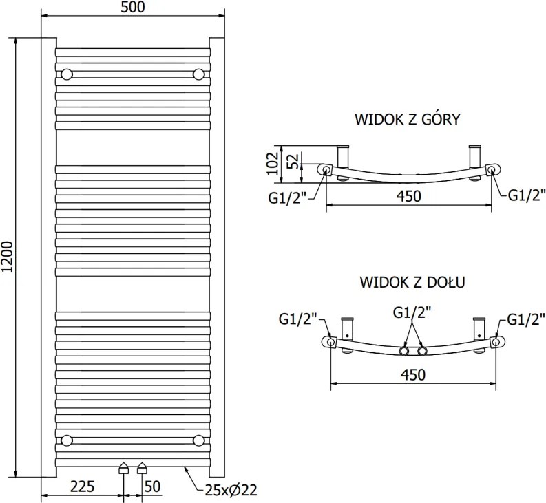 Mexen Ares, vykurovacie teleso 1200 x 500 mm, 531 W, biela, W102-1200-500-00-20