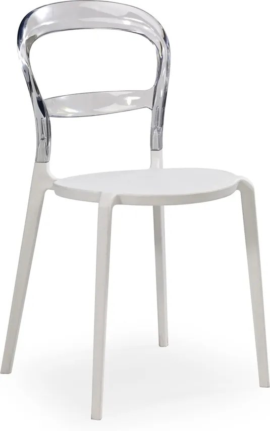 HALMAR K100 jedálenská stolička biela / priehľadná