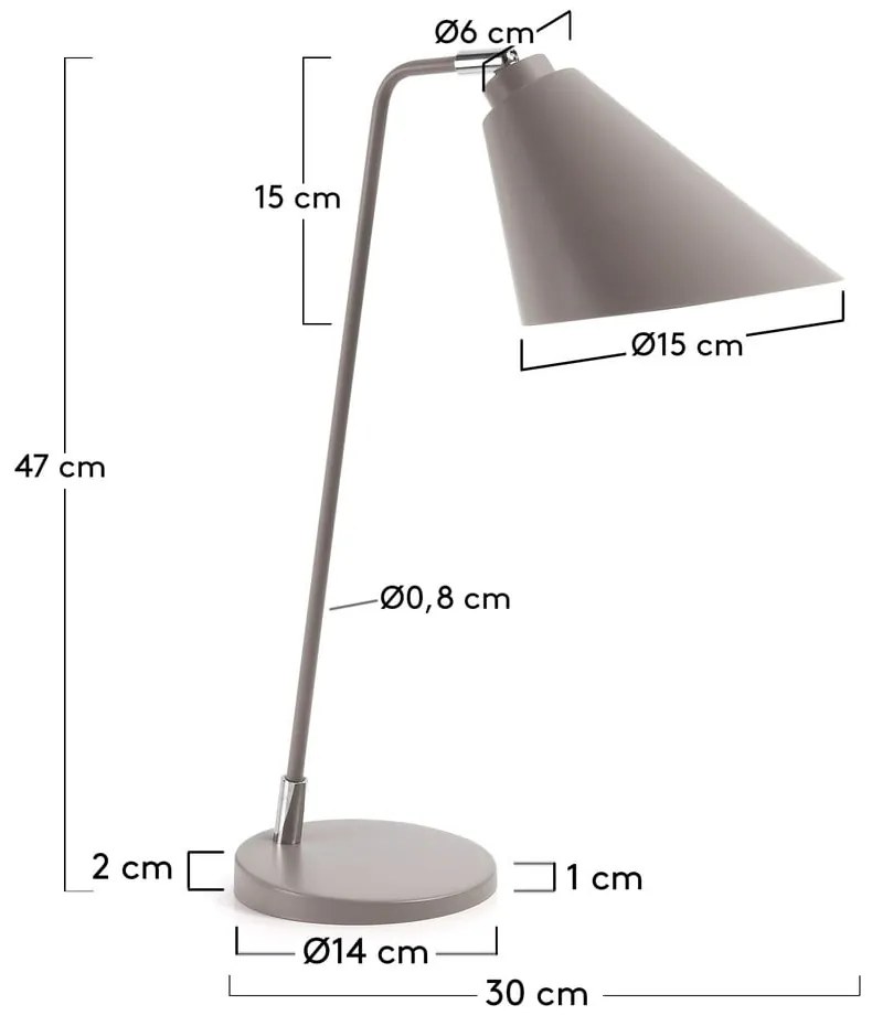 Sivá stolová lampa Kave Home prieť