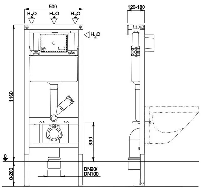 Mereo Mereo, WC komplet pre sádrokartón s príslušenstvom, MER-MM02SETR