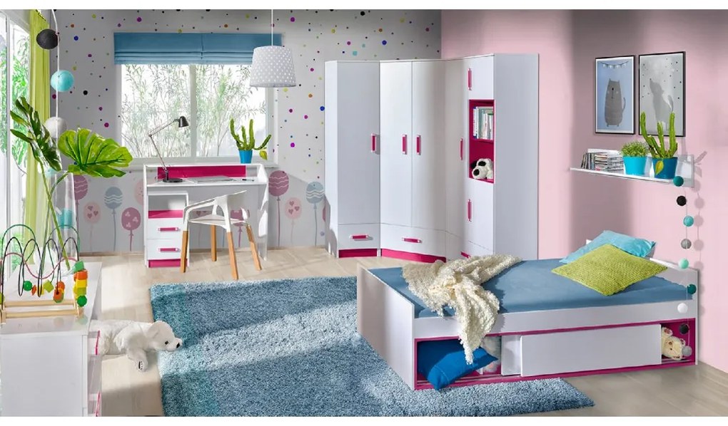 Detská izba ARTON s posteľou; biela, 3 varianty Barva: růžová