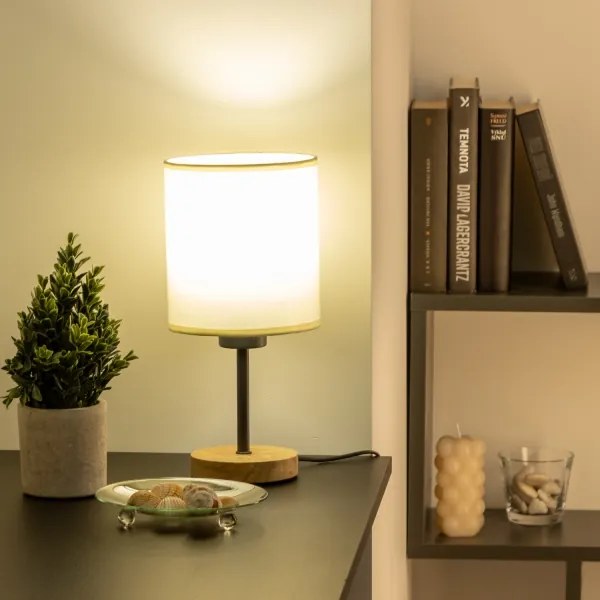 Brilagi - Stolná lampa NUBILA WOOD 1xE27/25W/230V dub/čierna/krémová