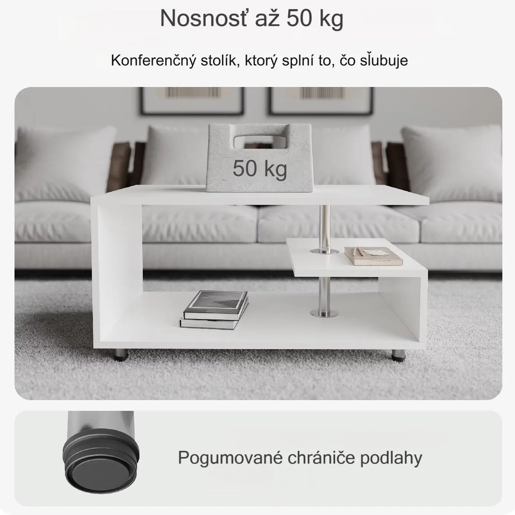 InternetovaZahrada Konferenčný stolík Orlando 95x55x50 cm - biela