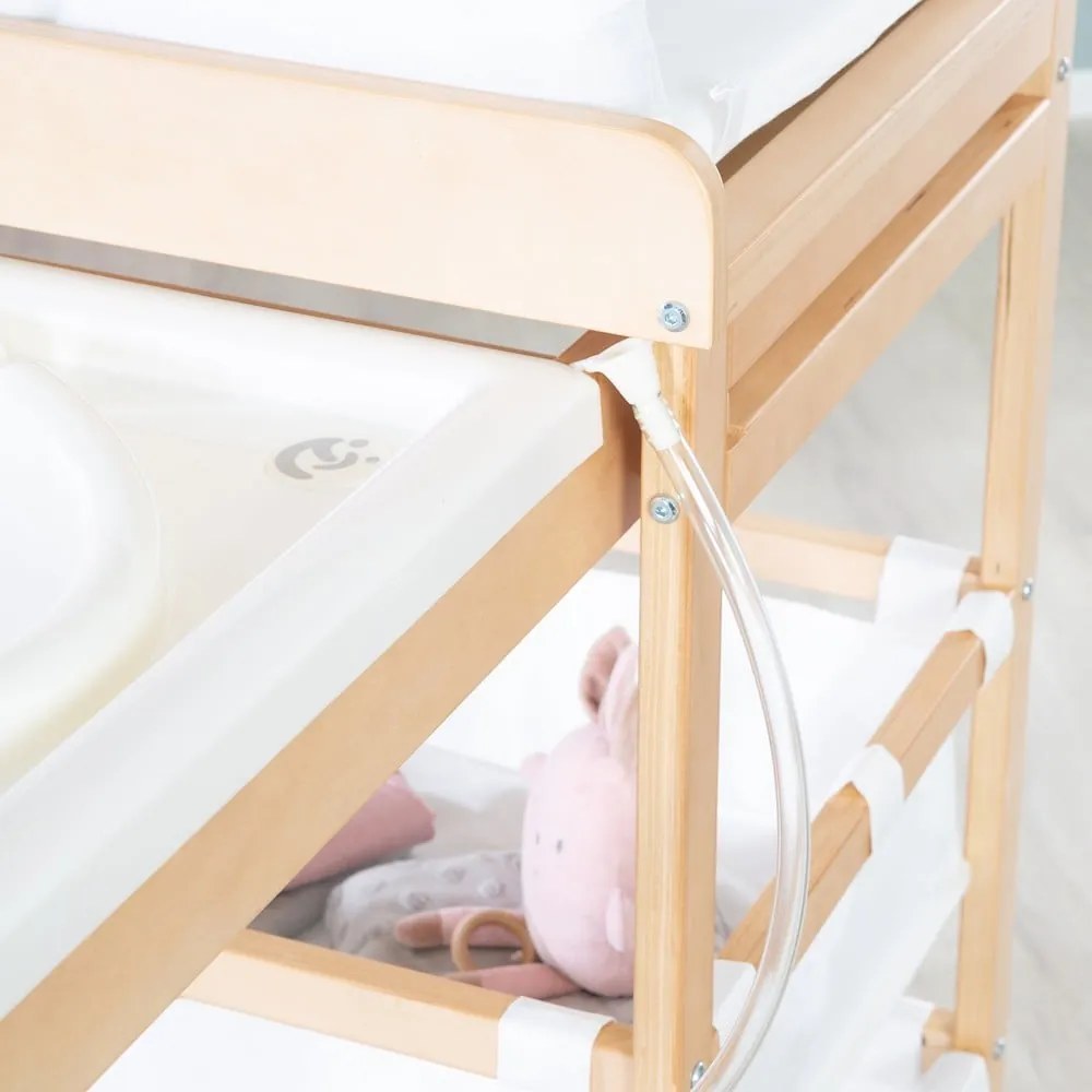 Prebaľovací pult v dekore brezy v bielo-prírodnej farbe Baby Pool – Roba