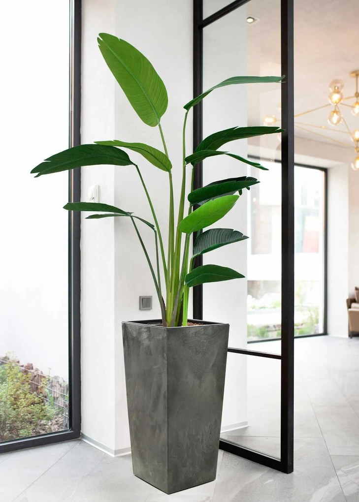 PLASTOVÝ KVETINÁČ PORTO 46X25X25 CM IMITÁCIA BETÓNU SIVÁ