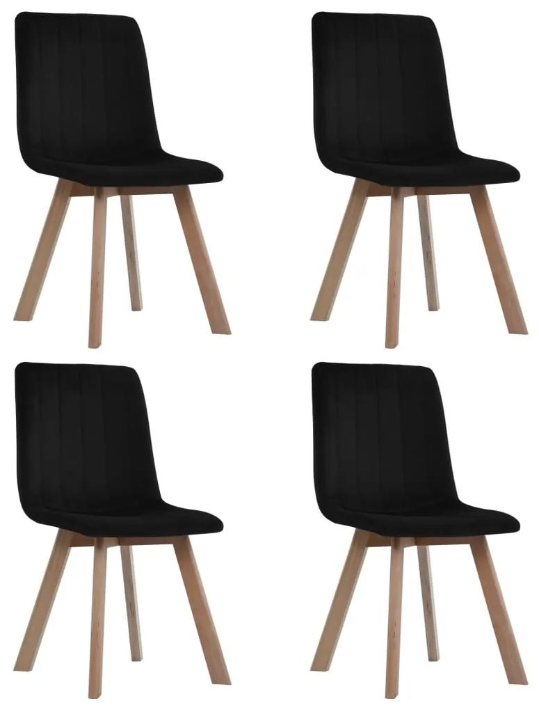 vidaXL Jedálenské stoličky 4 ks, čierne, zamat