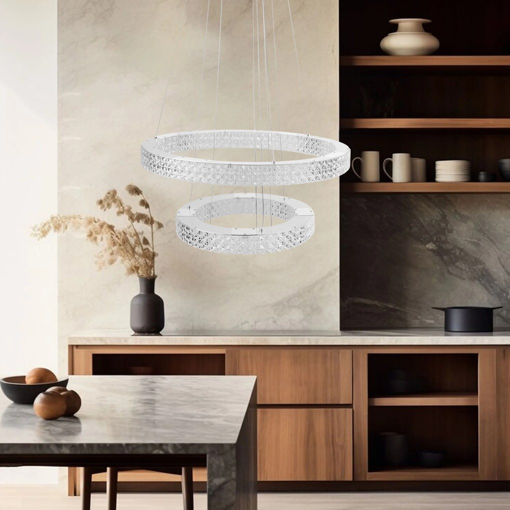 Toolight Toolight, LED stropné svietidlo 60cm, 64W, 4000K, 5000lm, MS007-CP, chrómová, OSW-09617