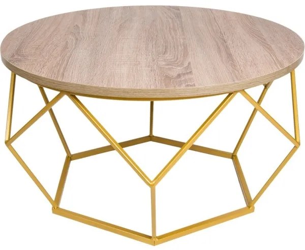 Konferenčný stolík DIAMOND 40x70 cm zlatá/hnedá