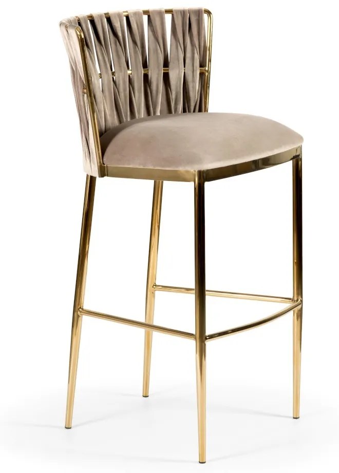 BAROVÁ STOLIČKA ALETTA BÉŽOVÝ ZAMAT + ZLATÁ 70
