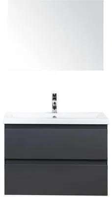 Kúpeľňový nábytkový set Evora 80 cm s keramickým umývadlom a zrkadlom antracitovo sivá matná