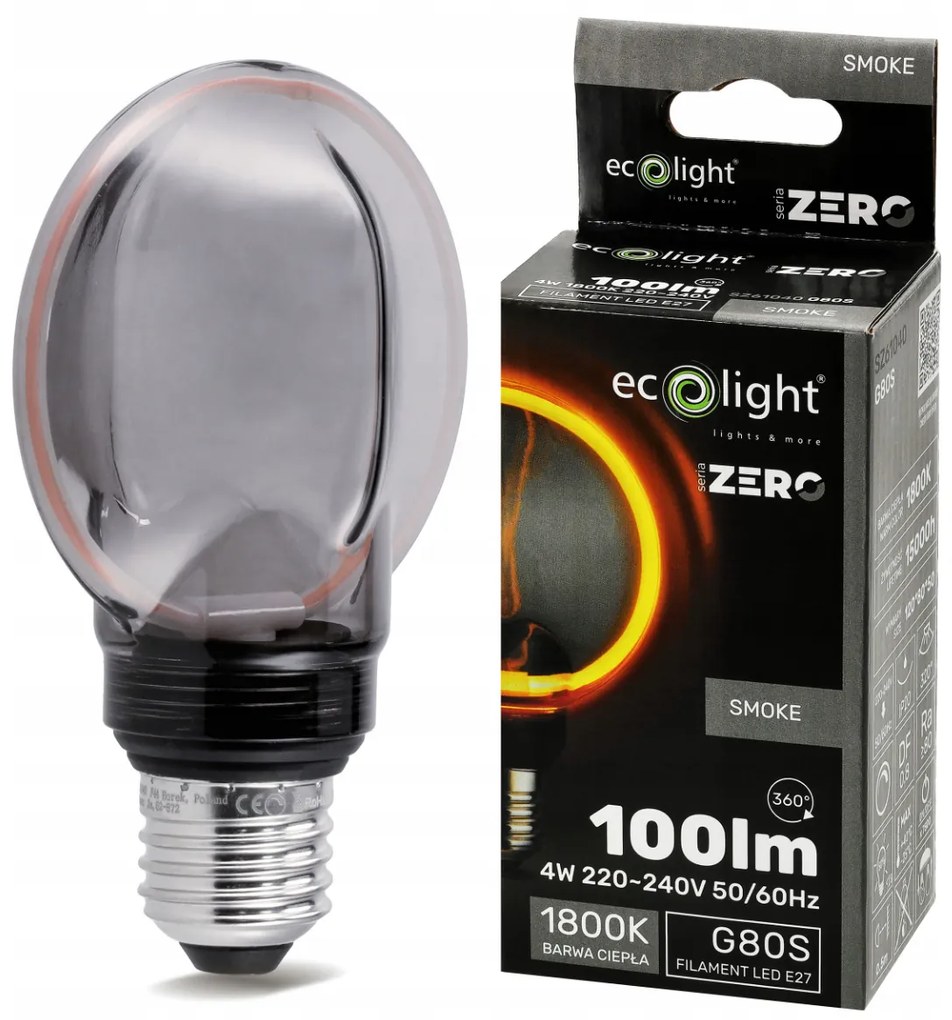 ECOLIGHT Dekoratívna LED žiarovka E27 4W 100lm G80 - rada ZERO