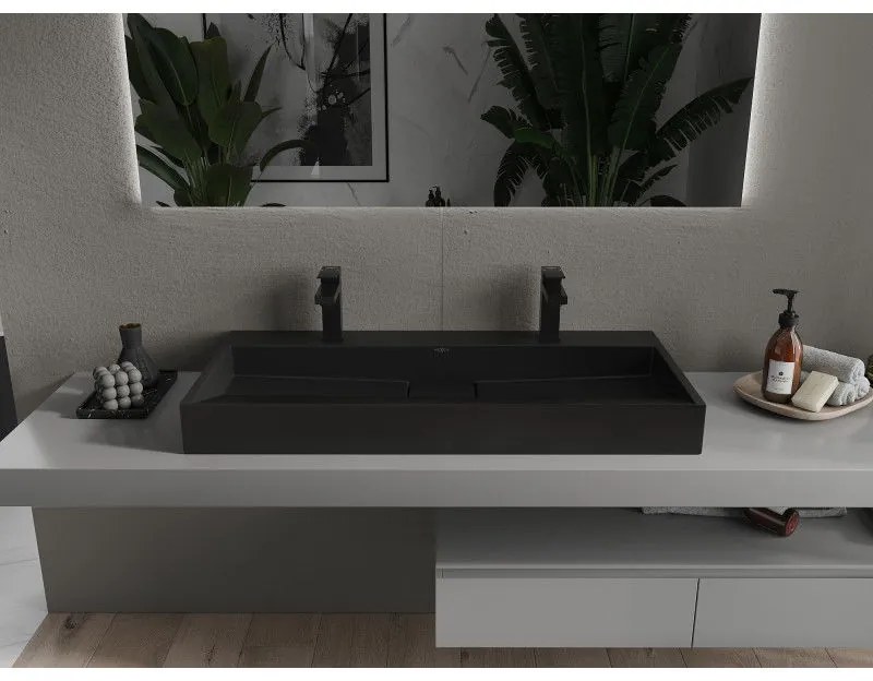 Mexen Ava, umývadlo na dosku z konglomerátu 2/O 100 x 46 cm, čierna matná, 23011072