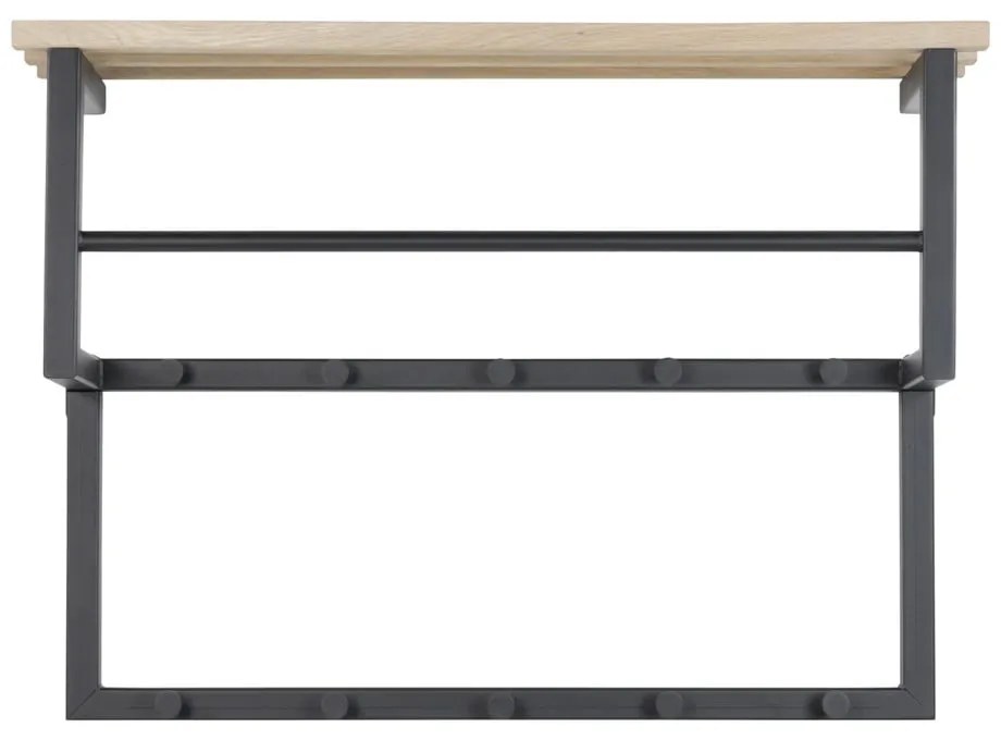 Čierny/v prírodnej farbe kovový nástenný vešiak s poličkou 71 cm Rizzoli – Spinder Design