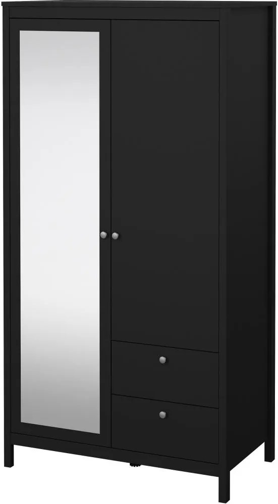 Šatníková skriňa Realty 102 cm so zrkadlom čierna