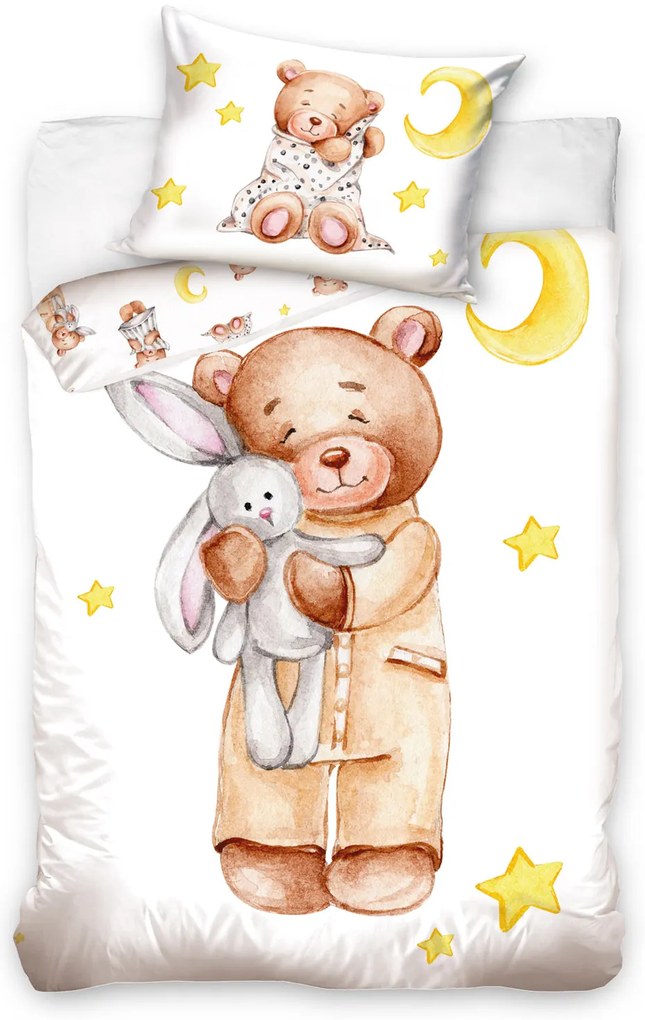 DETSKÉ BAVLNENÉ OBLIEČKY BABY BEAR 90X120 CM, 1KS 40X60 CM VZOROVANÉ