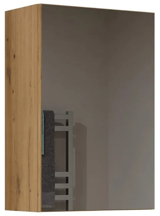 Závesná kúpeľňová skrinka POLA so zrkadlom dub artisan