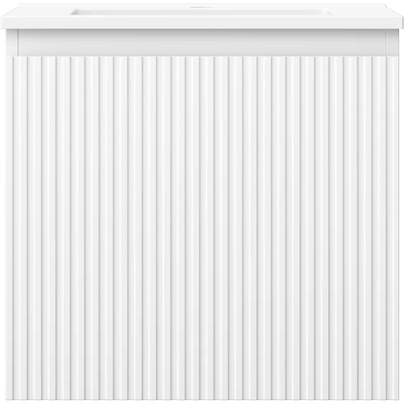 Mexen Rivel, kúpeľňová skrinka 50 cm s umývadlom Otis, 1 zásuvka, drážkovaná, biela matná, 91A20-05047-1-BF01-W18M01