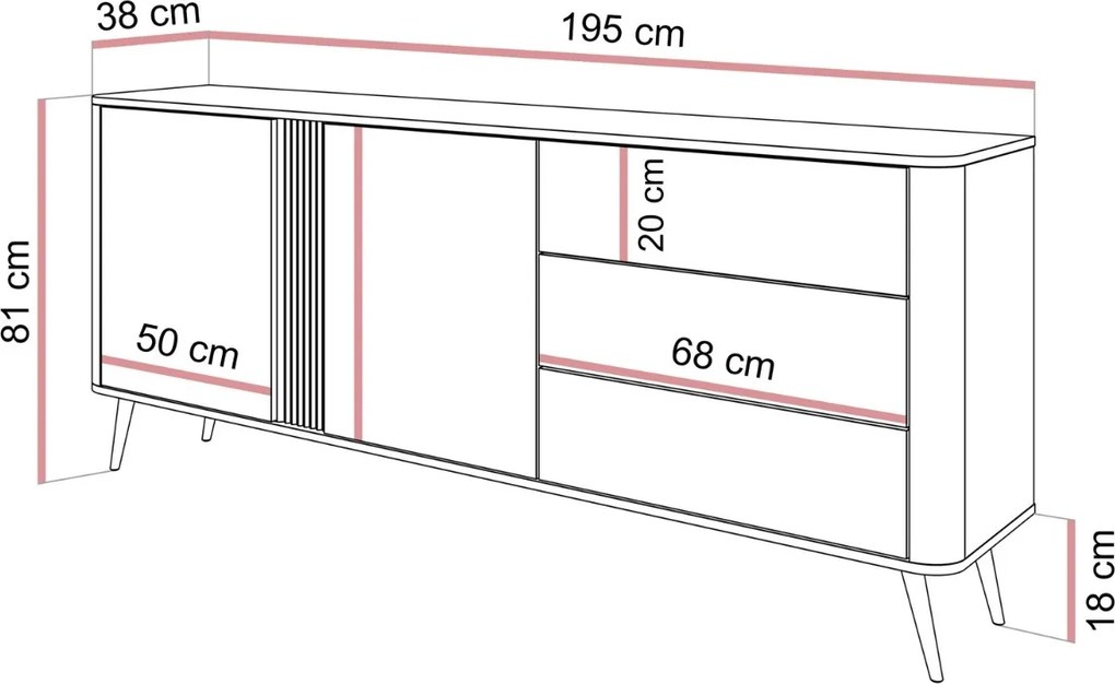 KOMODA VALMONT 2D3S DUB DUNIN 195 cm