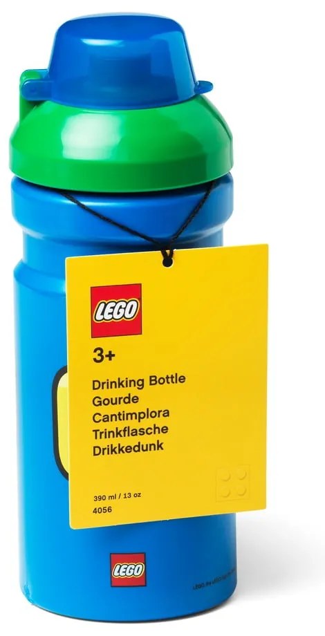 Modrá fľaša na vodu so zeleným vekom LEGO® Iconic, 390 ml