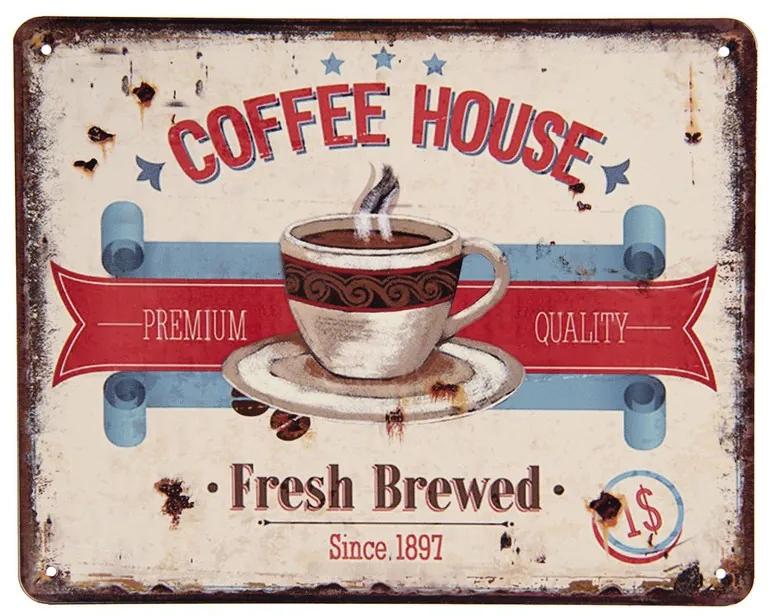 Vintage dekoračná tabuľka na stenu "KAFFEE HOUSE", 25x20 cm