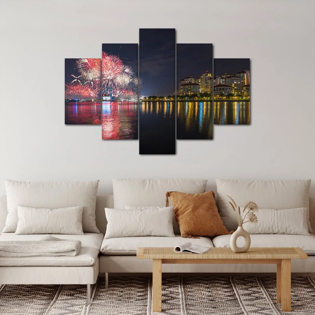 Obraz ohňostroja v Singapure (150x105 cm)