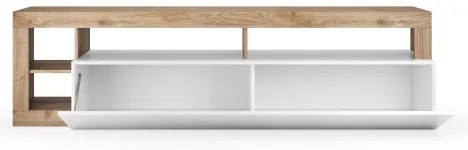 Televízny stolík LENOR biela/svetlý dub