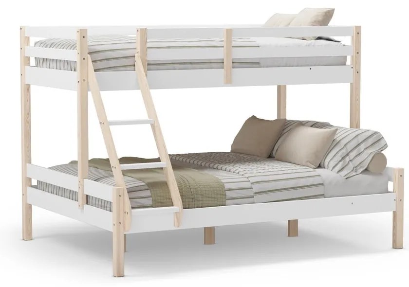 Biela poschodová detská posteľ z borovicového dreva 90x190/140x190 cm Livia – Marckeric