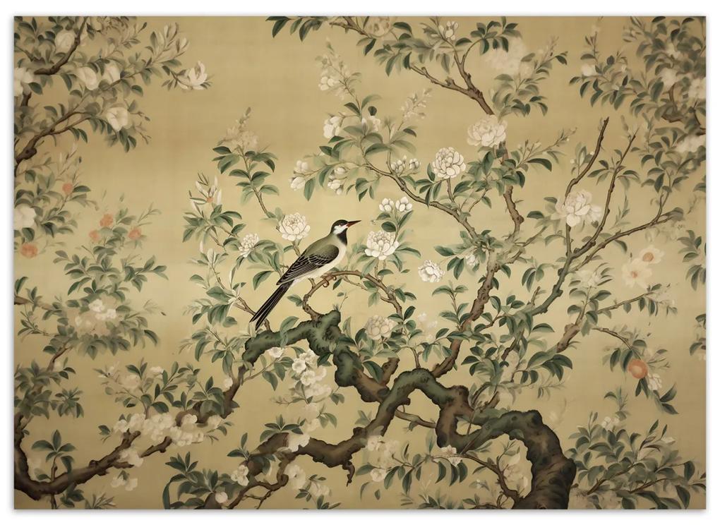 Fototapeta, Pták abstraktní chinoiserie - 450x315 cm