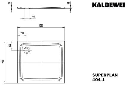 Sprchová vanička KALDEWEI Superplan 900 x 1000 x 25 mm alpská biela Protišmyková povrchová úprava Matná 430400012711