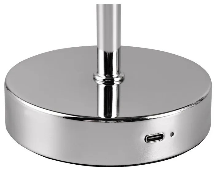 LED stmievateľná stolová lampa v lesklo striebornej farbe (výška 30 cm) Jeff – Reality