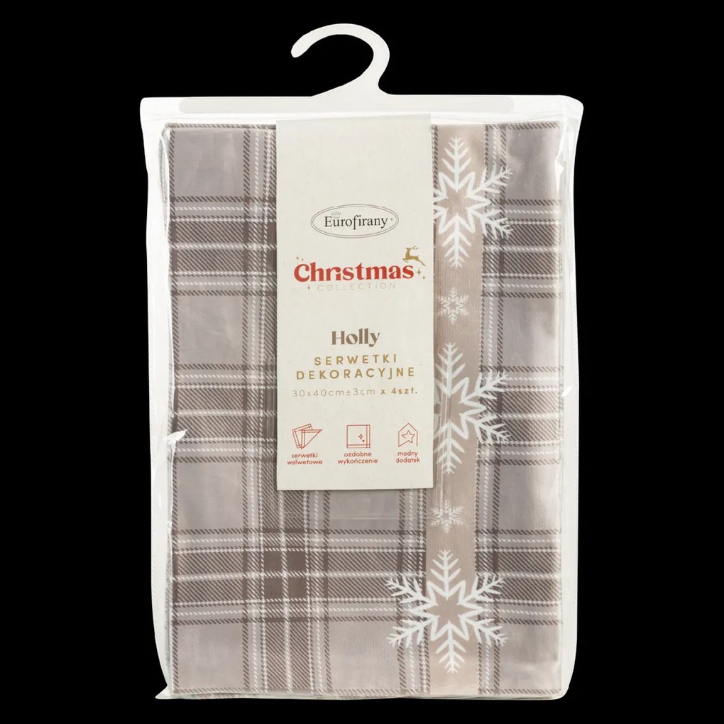 SADA 4 KS VIANOČNÉ PRESTIERANIE NA STÔL HOLLY 30X40 CM VZOROVANÁ