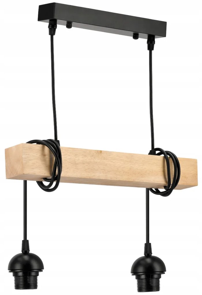 BERGE LED závesné stropné svietidlo drevený trám 2xE27 Loft Luster Spring