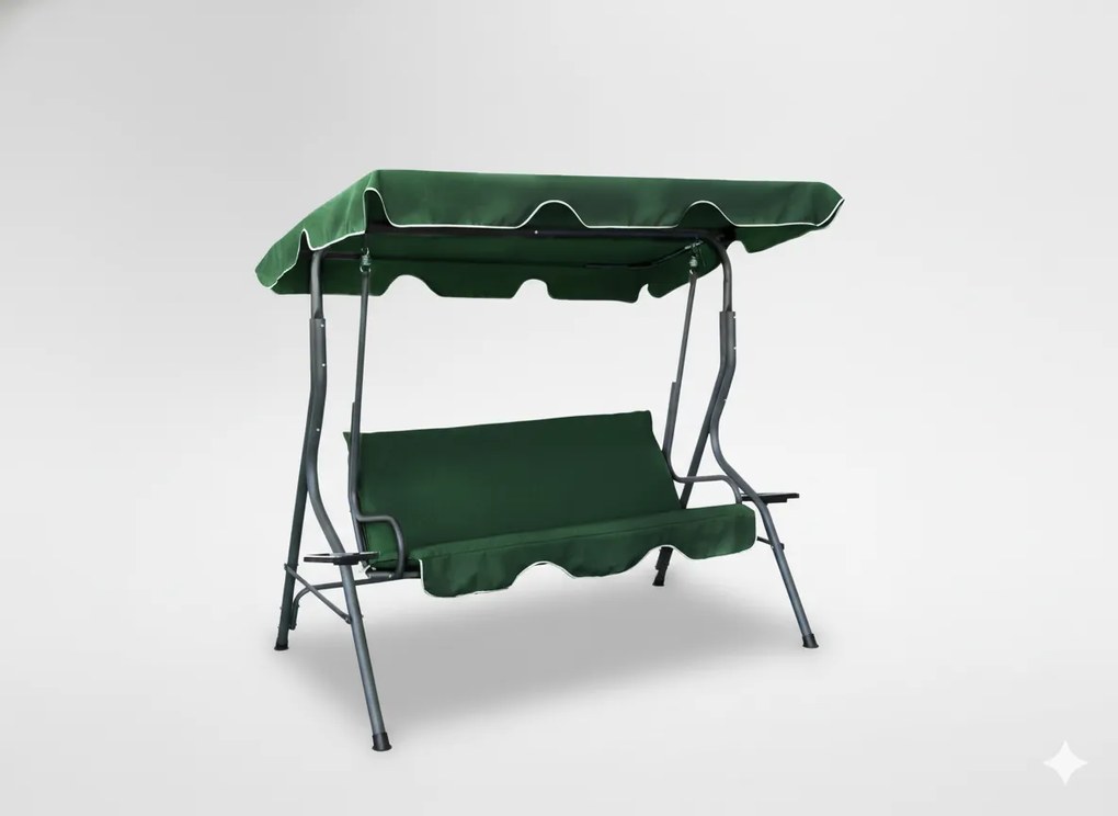 Garden Line ZÁHRADNÁ HOJDAČKA 170 x 110 x 153 CM TMAVO ZELENÁ BEZ OPIERKY NA NOHY. S DRŽIAKMI NA POHÁRE