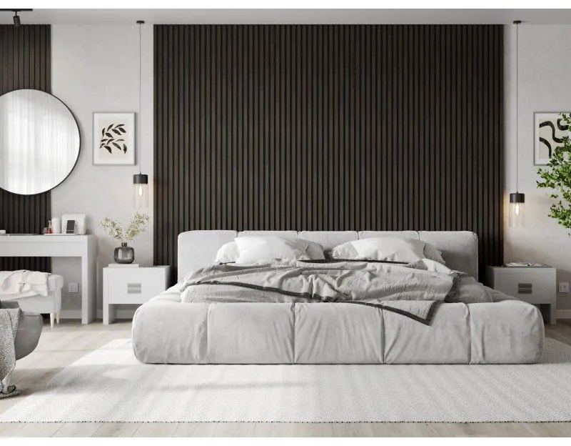 Mexen Lam-F, akustické stenové lamely 275 × 30 cm, plstený podklad 8 mm, technická dyha, orech striebristý, S105-275307-3015-009