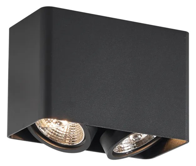 Dizajnový prisadený reflektor čierny GU10 70 mm 2-svetelný otočný a naklápací - Vox