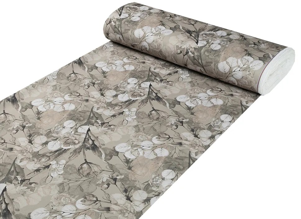 Biante Teflónové prestieranie na stôl TF-057 Kvety s eukalyptom na hnedobéžovom 30x40 cm