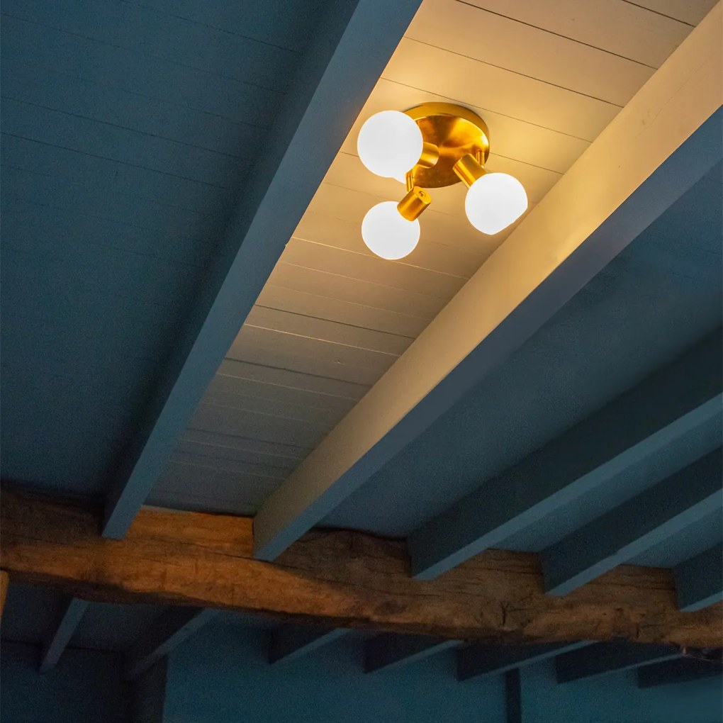 Stropné bodové svetlo zlaté s opálovým sklom 3-svetlo nastaviteľné - Anouk
