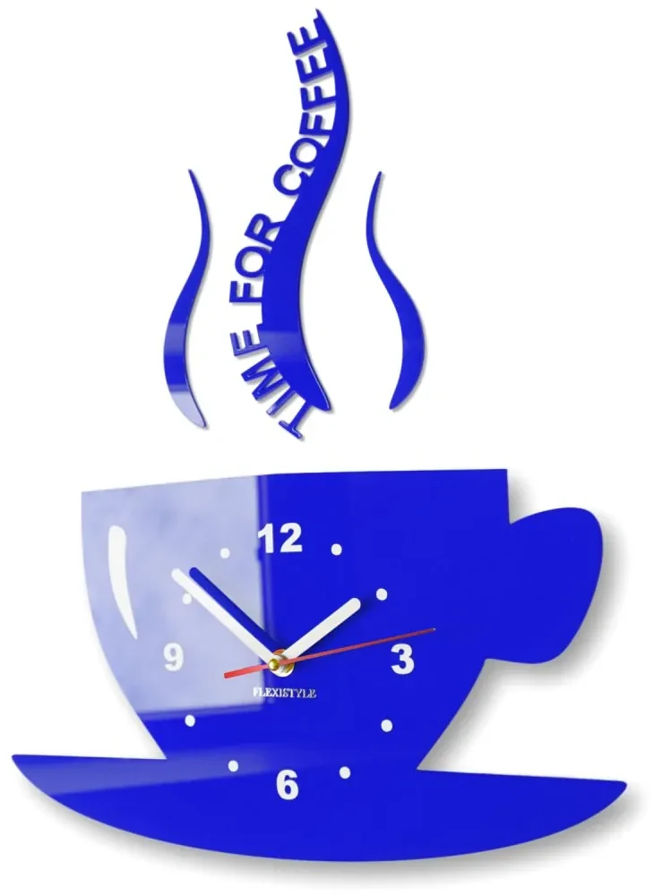 Nástenné hodiny Time for coffee tmavomodrá