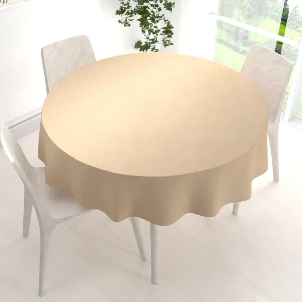 Biante Zamatový okrúhly obrus Velvet Premium SVP-006 Pieskovo béžový Ø 100 cm