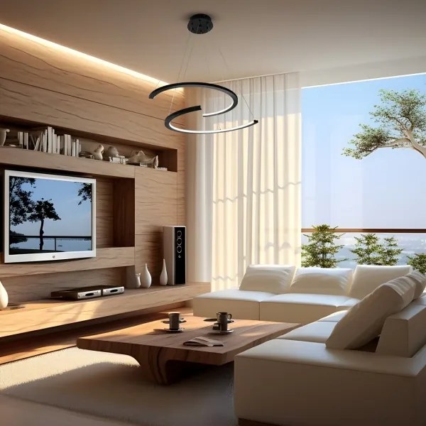 LED Luster na lanku DOUBLEMOON LED/30W/230V čierna