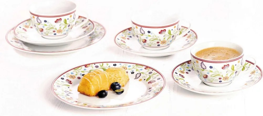 Kávový servis (18 dielov) Shanti Doppio, farebné kvety