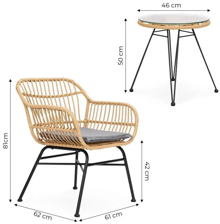 ZÁHRADNÝ SET TIMO 2 x STOLIČKA + STOLÍK