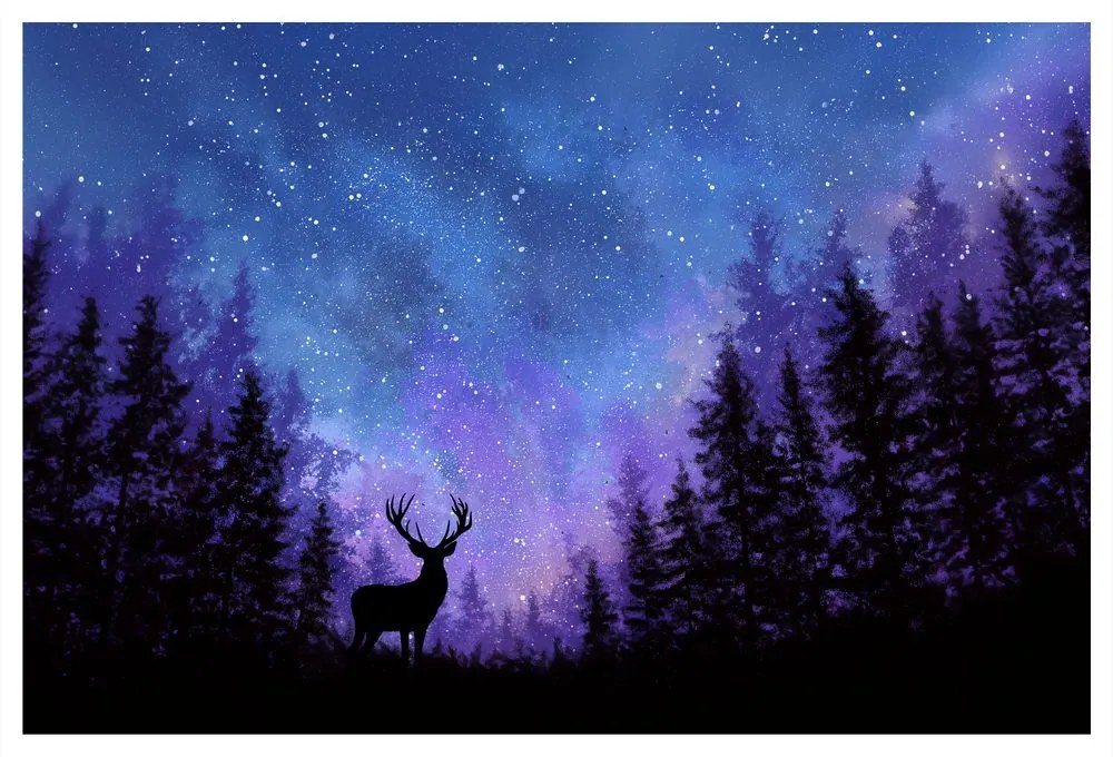 Obraz vianočný jeleň v magickom lese