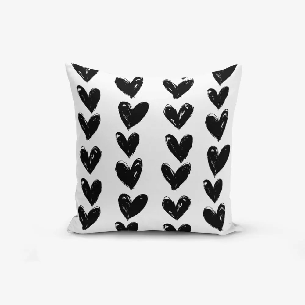 Obliečka na vankúš s prímesou bavlny Minimalist Cushion Covers Black Heart, 45 × 45 cm