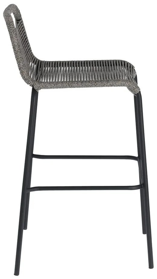 Sivá barová stolička s oceľovou konštrukciou Kave Home Glenville, výška 74 cm